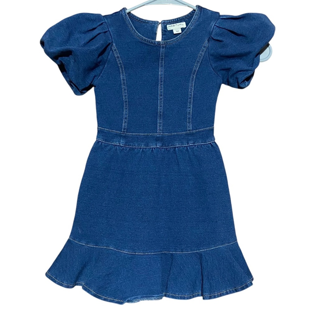Habitual Kids Girls' Puff Sleeve Denim Dress‎ Size 4T